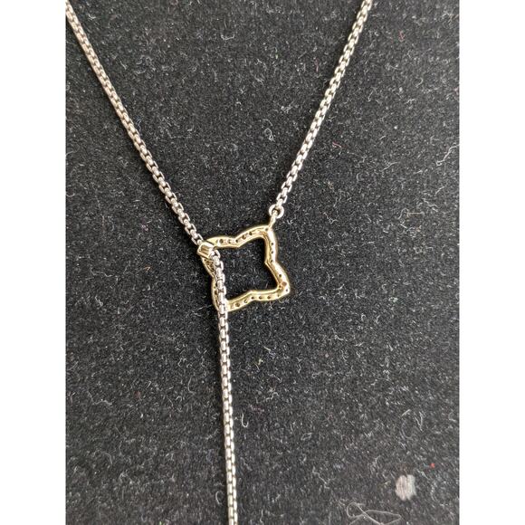 David Yurman Sterling & 18K Yellow Gold Diamond 24.5” Quatrefoil Lariat Necklace - Picture 6 of 8